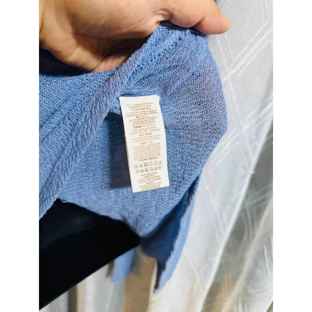 Free People Easy Breezy Henley Top tee blouse Blue_7